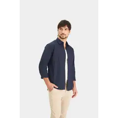VELEZ - Vélez Camisa En Popelina Para Hombre Semifitted Azul Oscuro