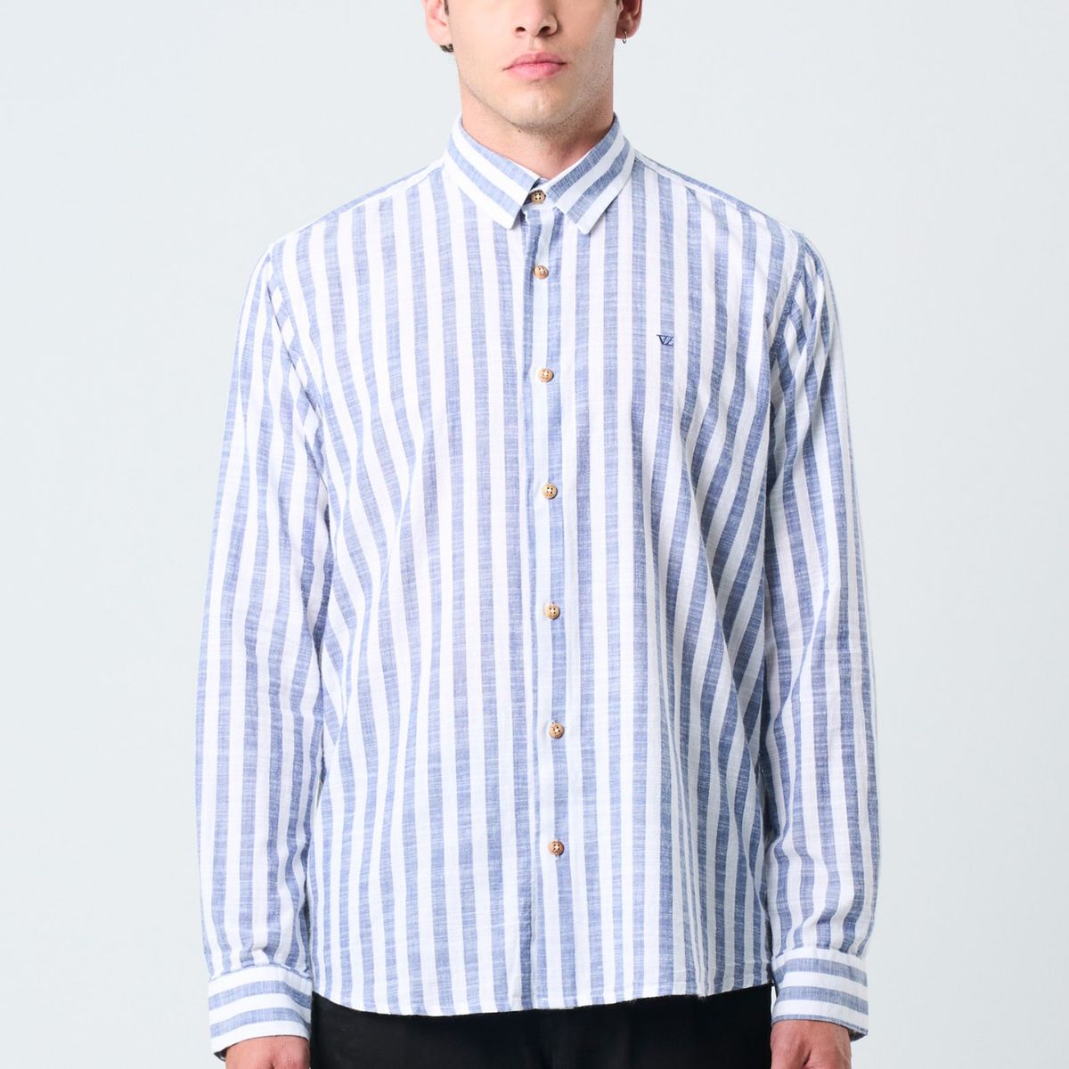 VELEZ - Vélez Camisa Elina  Hombre Estampado A Rayas Azul Oscuro