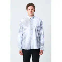 VELEZ - Vélez Camisa Elina Hombre Estampado A Rayas Azul Oscuro