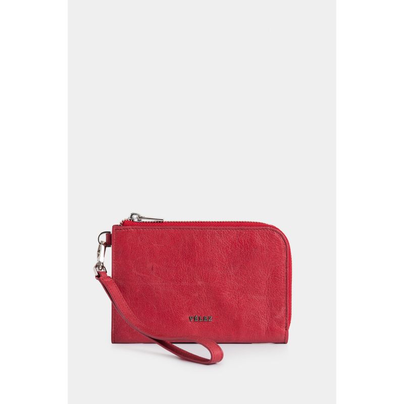 VELEZ - Vélez Billetera Holi De Cuero  Mujer Manija Removible Rojo
