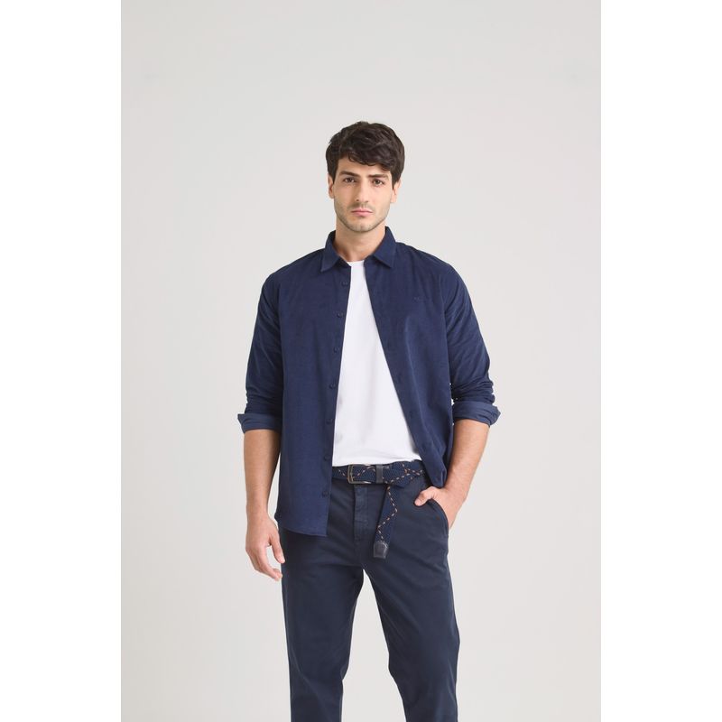 VELEZ - Vélez Camisa Parús Algodón Hombre Mini Corduroy Azul Oscuro