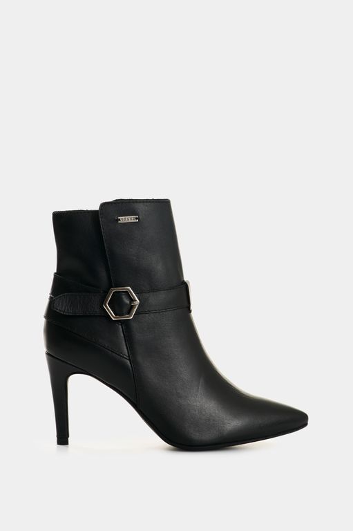 Vélez Botines Calix De Cuero Mujer Silueta Office Negro
