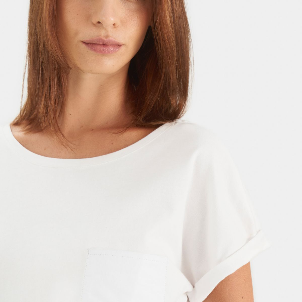 VELEZ - Vélez Camiseta Manga Corta Para Mujer Bolsillo Cuero Blanco