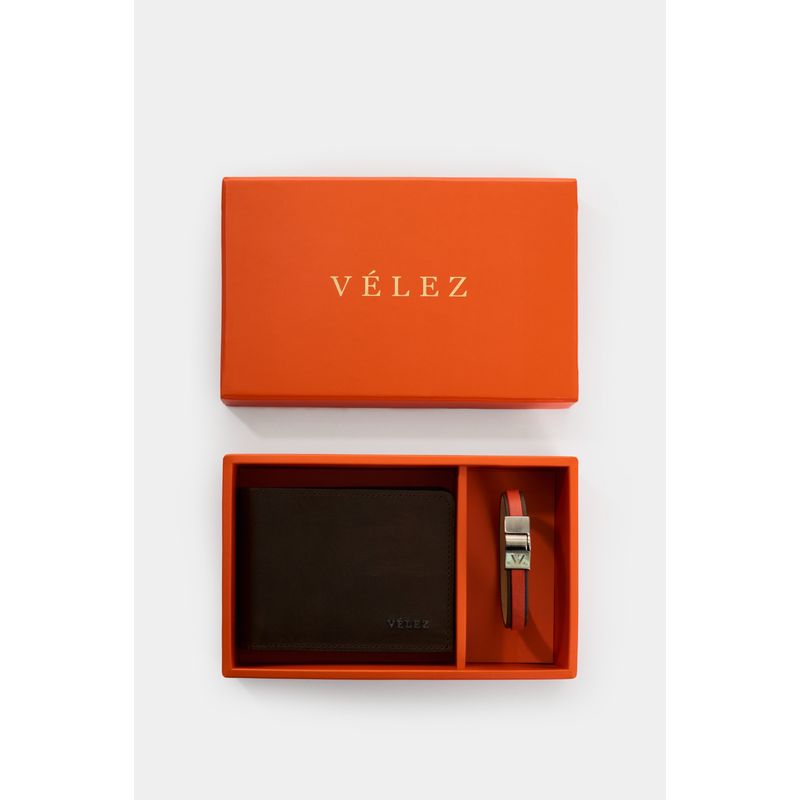 VELEZ - Vélez Kit Billetera Y Manilla De Cuero Para Hombre Ivy Cafe