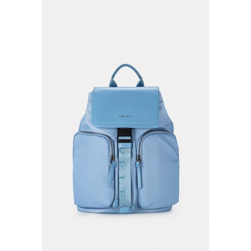 VELEZ - Vélez Mochila Ibiza Cuero Y Lona Reciclado Mujer Azul Claro