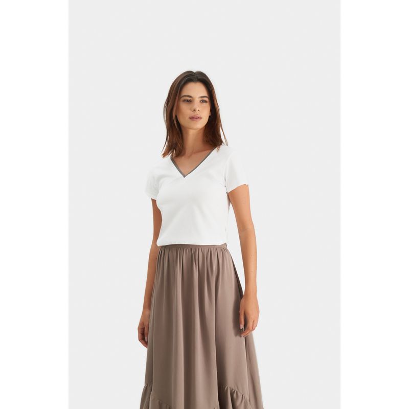 VELEZ - Vélez Polera Básica Mujer Millaré Metálico corativo Blanco