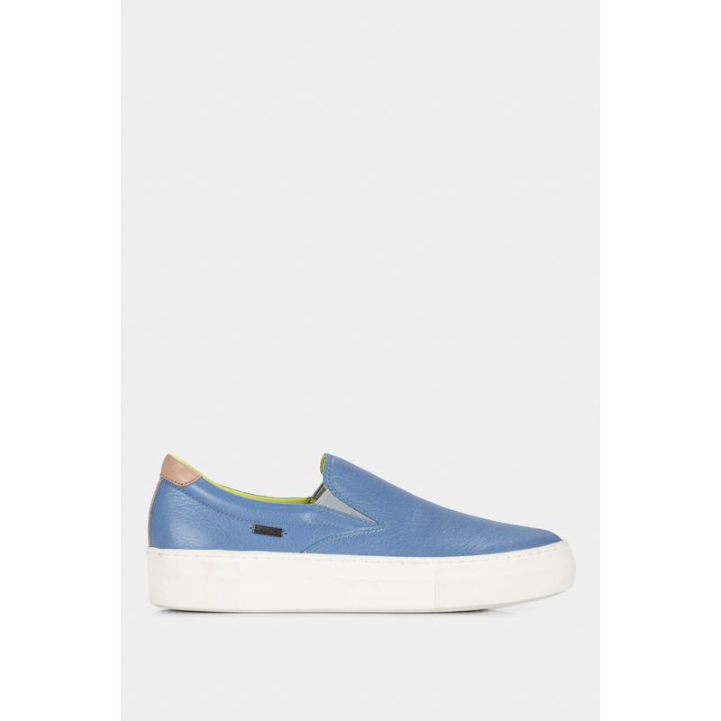VELEZ - Vélez Mocasín portivos Saturno Cuero Mujer Azul Claro