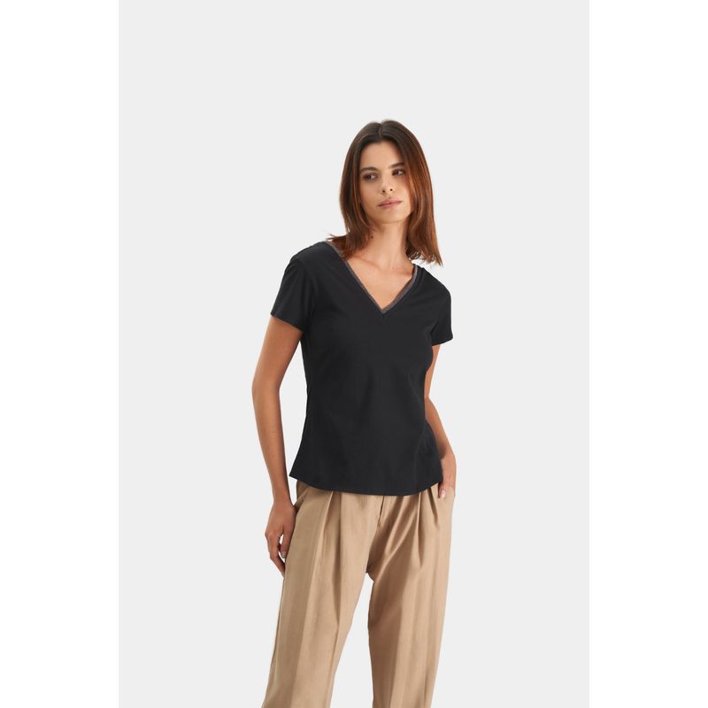 VELEZ - Vélez Polera Básica Mujer Millaré Metálico corativo Negro