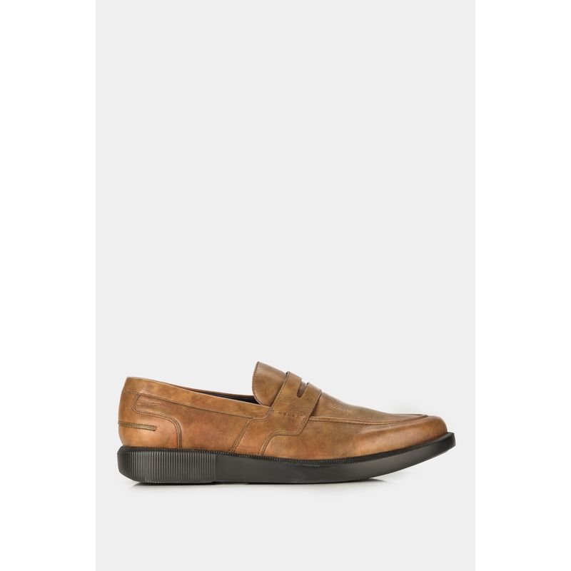 VELEZ - Vélez Mocasín Lugano De Cuero  Hombre Efecto Artesanal Cafe