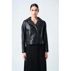 VELEZ - Vélez Chaqueta Lyra De Cuero Para Mujer Biker Flecos Negro