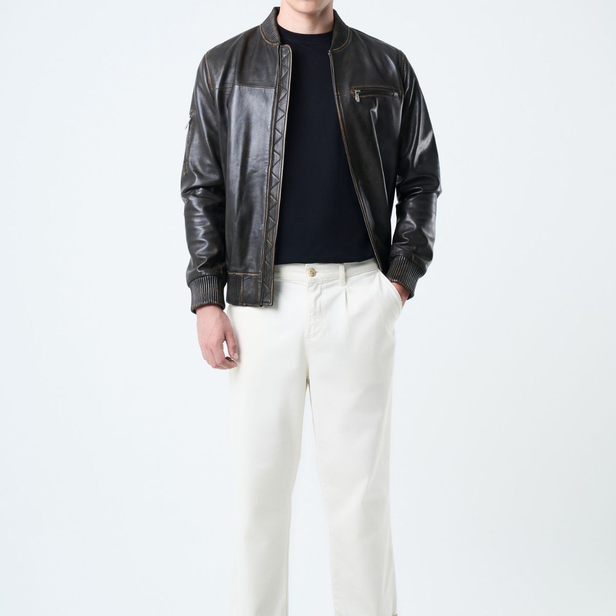 VELEZ - Vélez Chaqueta Sika De Cuero  Hombre Silueta Rider Bronce