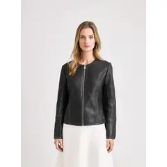 VELEZ - Vélez Chaqueta De Cuero Tejido Para Mujer Woven Negro