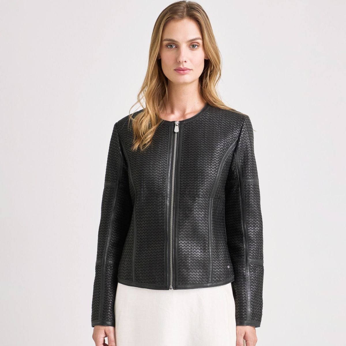 VELEZ - Vélez Chaqueta De Cuero Tejido Para Mujer Woven Negro