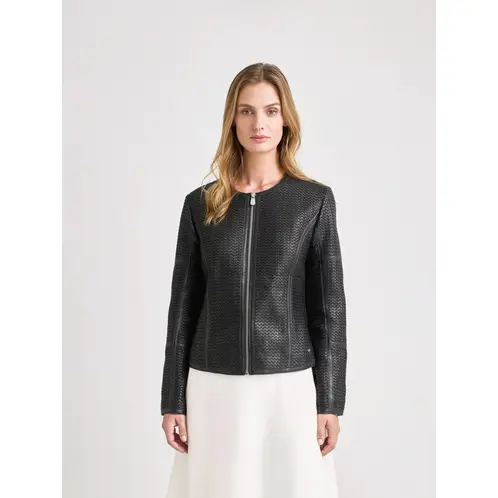 VELEZ - Vélez Chaqueta De Cuero Tejido Para Mujer Woven Negro