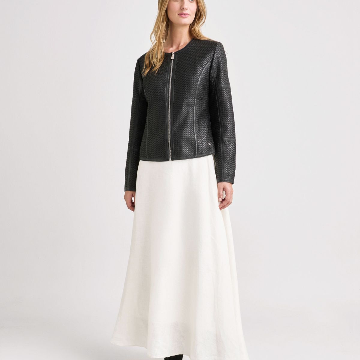 VELEZ - Vélez Chaqueta De Cuero Tejido Para Mujer Woven Negro