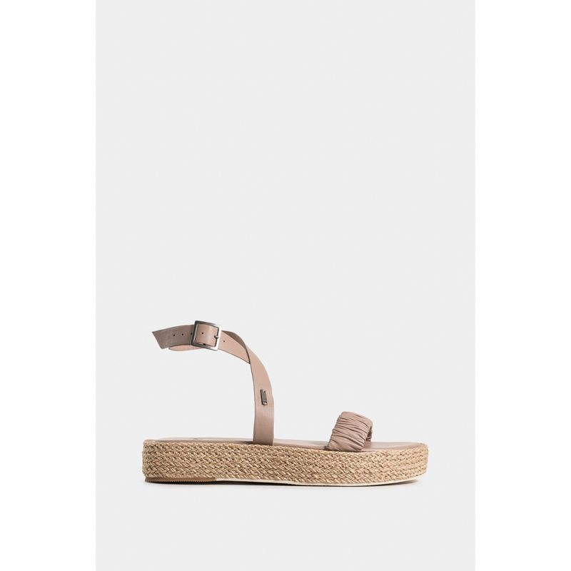 VELEZ Vélez Sandalia Plataforma Escarlata Cuero Mujer Arena