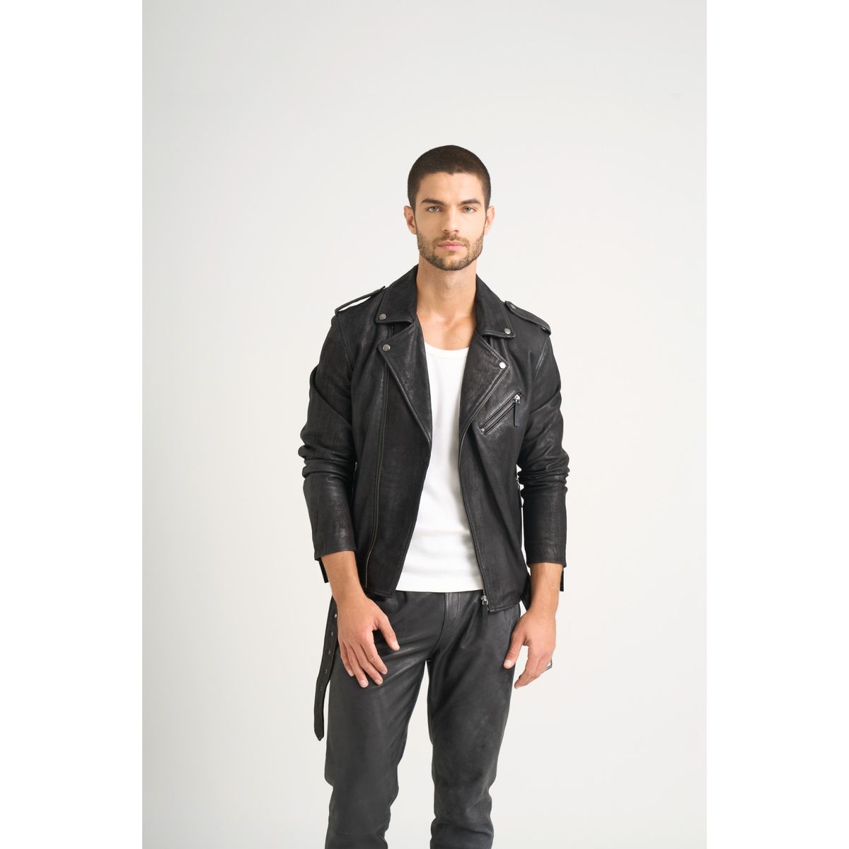 VELEZ - Vélez Chaqueta Alcor 2.0 Cuero Hombre Silueta Biker Negro