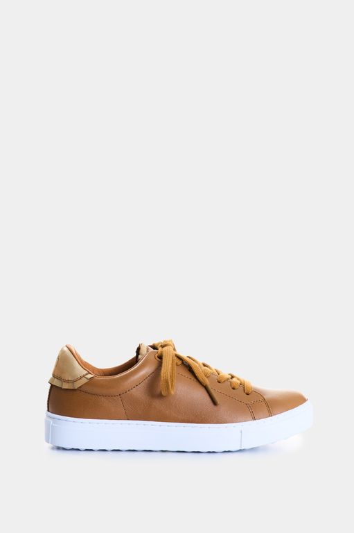 Vélez Zapatilla Tenis Casual De Cuero Combinados Miel