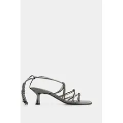 VELEZ - Vélez Sandalia Tacón Via Cuero Mujer Anudada Plata