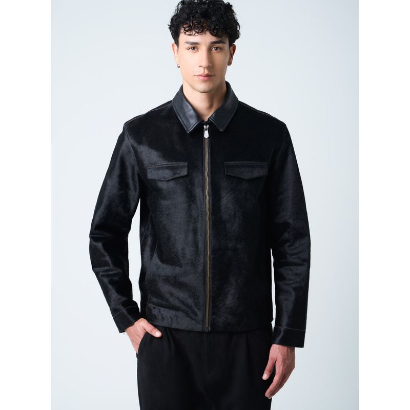 VELEZ - Vélez Chaqueta Lyra Cuero Pelo Hombre Silueta Trucker Negro