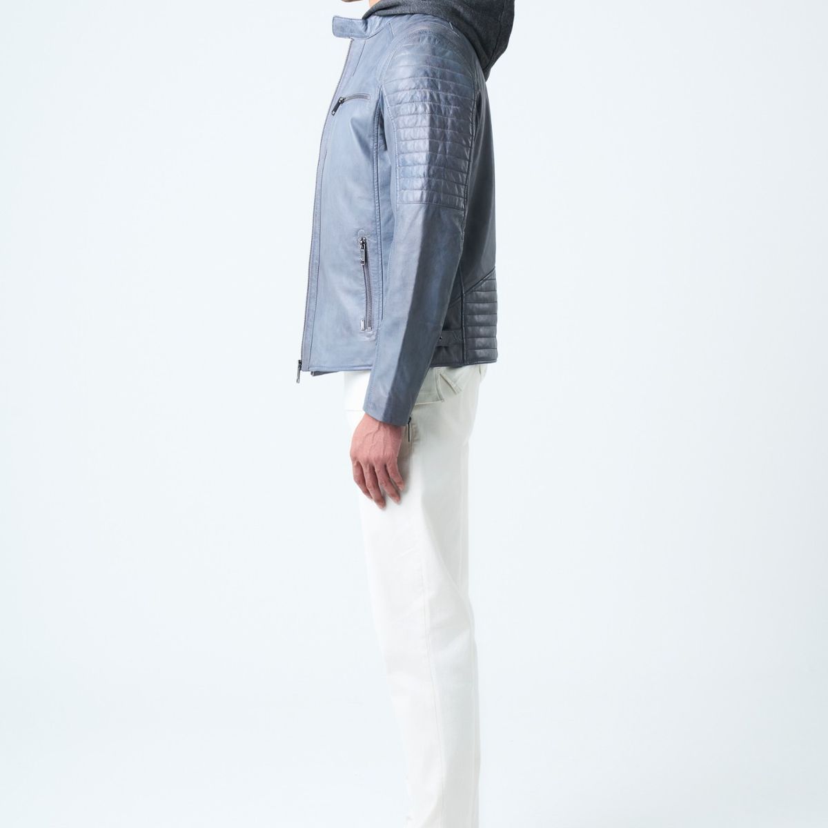 VELEZ - Vélez Chaqueta Belmont Cuero Hombre Capucha Plateado