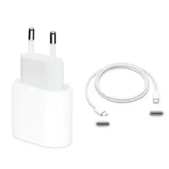 APPLE - Cargador 20W Original + Cable C - C 1mt iPhone 15 pro 16 pro max