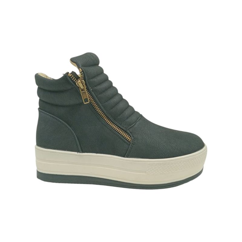 HERIEL - Zapatilla Negra Caña Plataforma Mujer