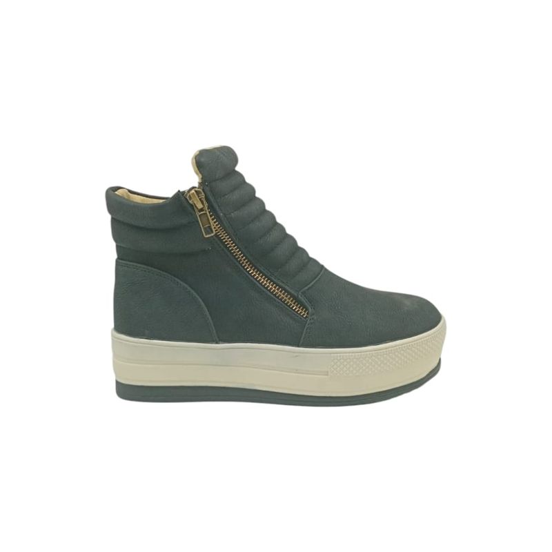 HERIEL - Zapatilla Negra Caña Plataforma Mujer