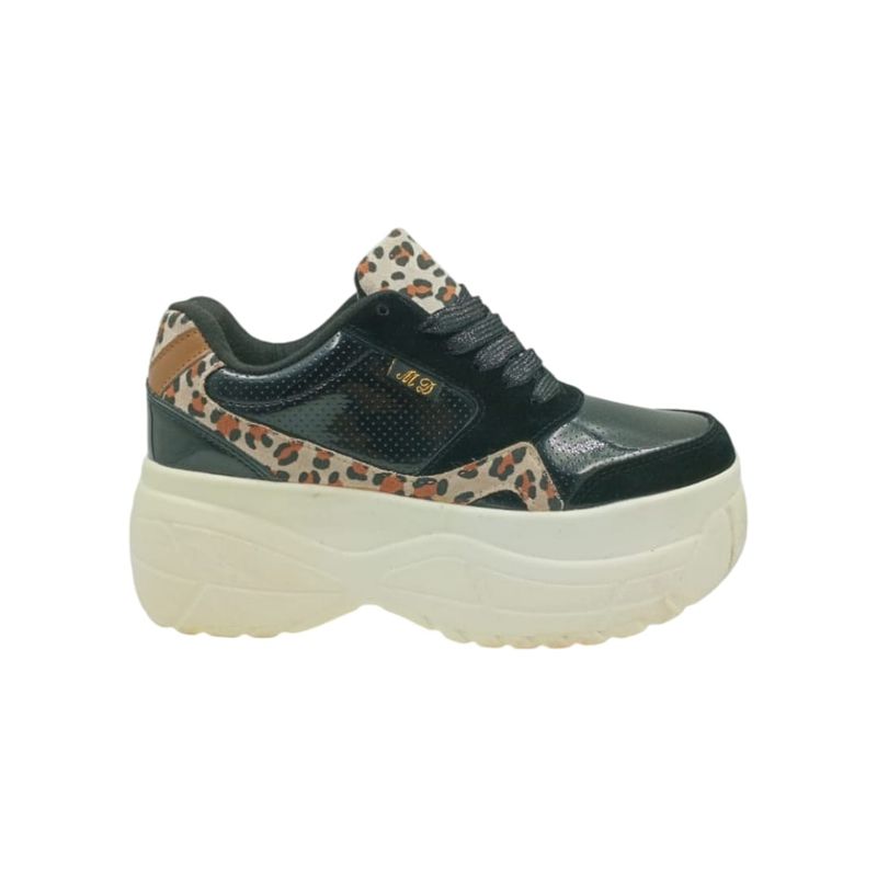 HERIEL - Zapatilla Negra Print Plataforma Mujer