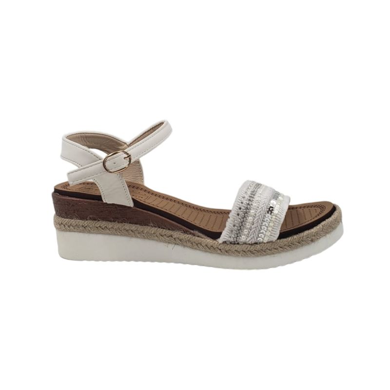 HERIEL - Sandalia Blanca Flecos Plataforma