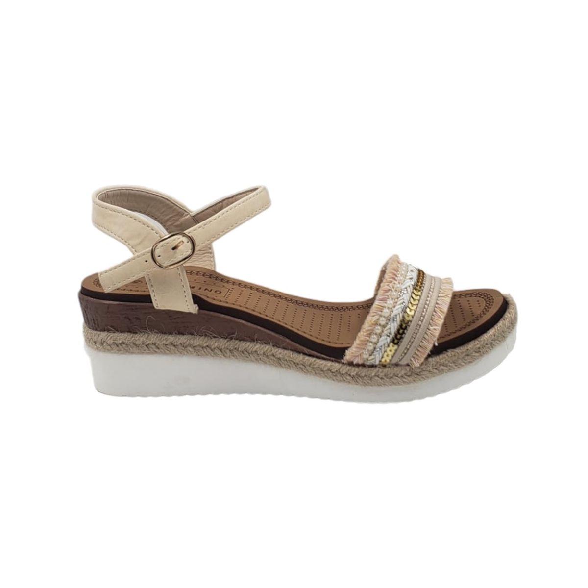 HERIEL - Sandalia Beige Flecos Plataforma