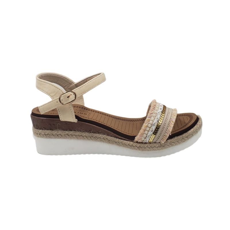 HERIEL - Sandalia Beige Flecos Plataforma