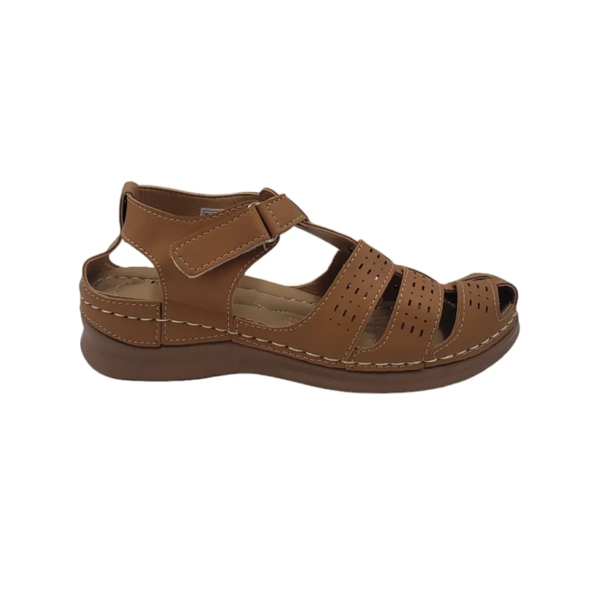 HERIEL - Sandalia Camel Baja Velcro