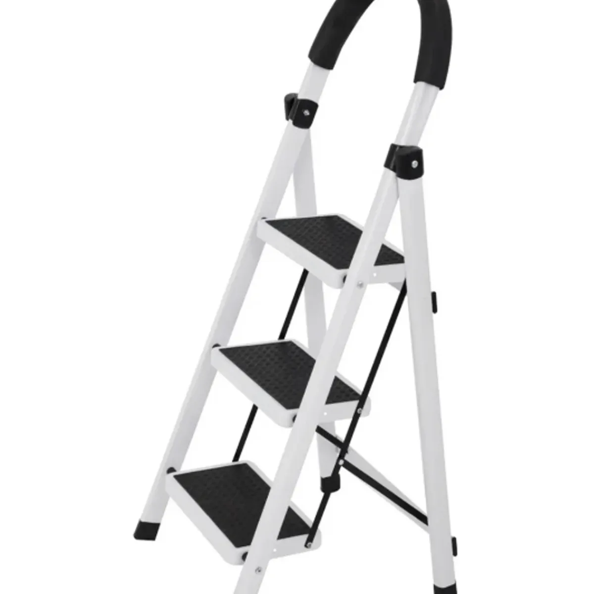 GENERICO - Escalera Taburete Plegable 3 Peldaños Antideslizantes Color Blanco