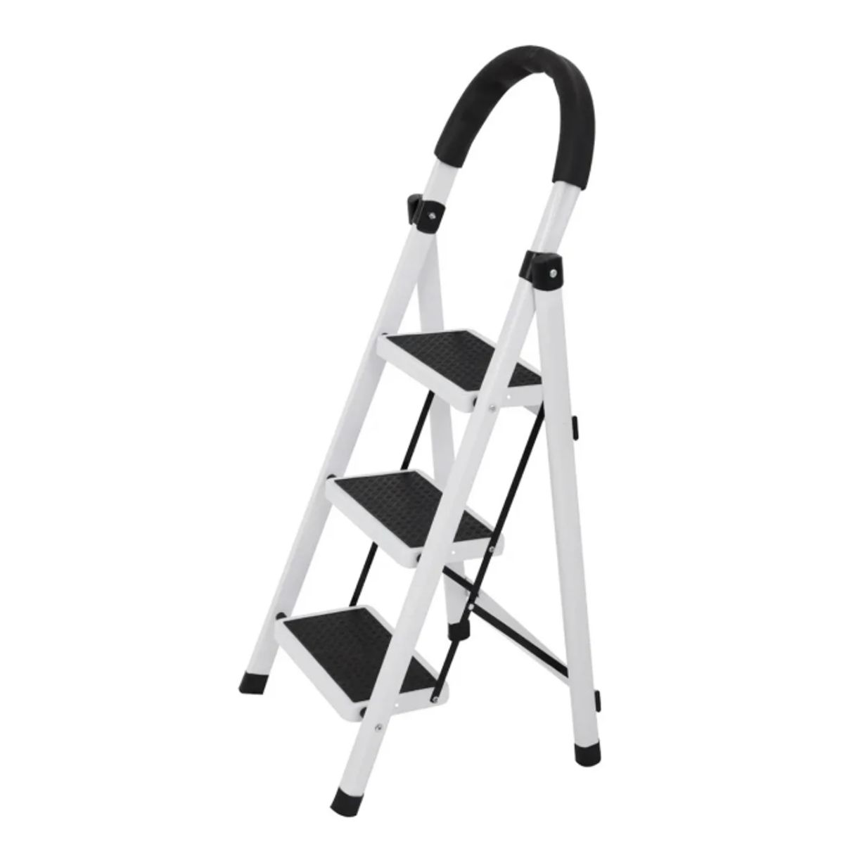 GENERICO - Escalera Taburete Plegable 3 Peldaños Antideslizantes Color Blanco