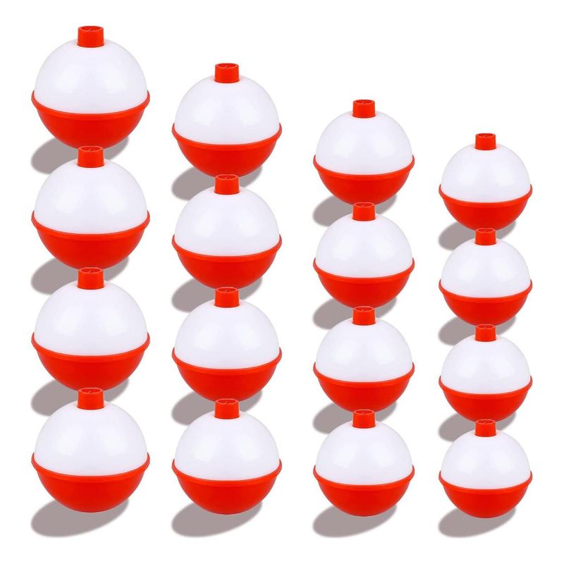 GENERICO - Kit Variado de Flotadores de Pesca Rojo y Blanco 16 Pzas