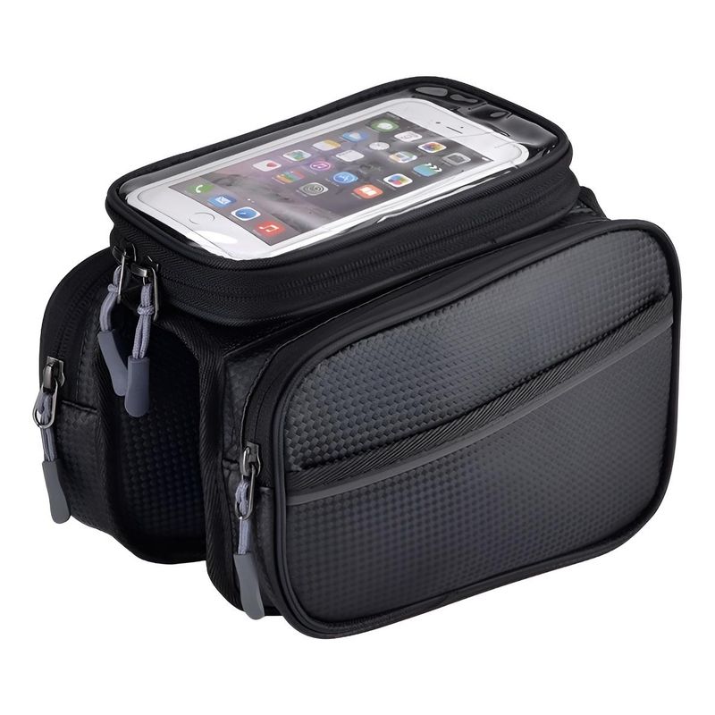 GENERICO - Bolso Multiuso para Bicicleta con Porta Celular y Dos Bolsillos