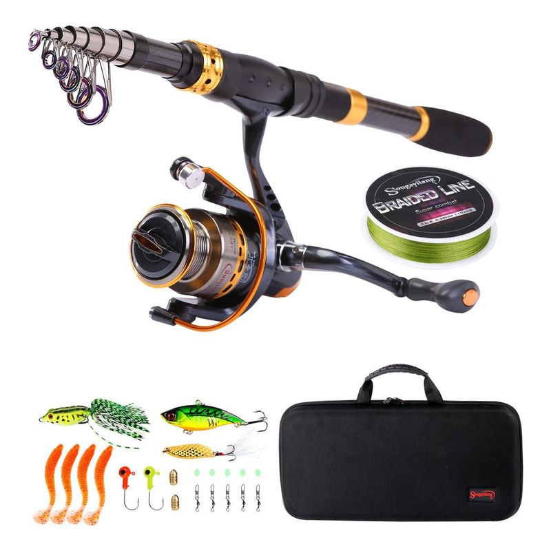 GENERICO - Combo de Caña Telescópica y Carrete para Pesca 18m