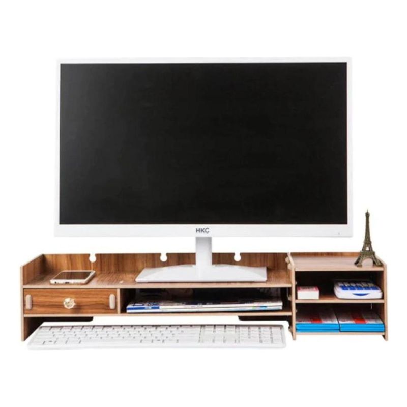 GENERICO - Soporte Elevador de Monitor y Organizador de Escritorio Café