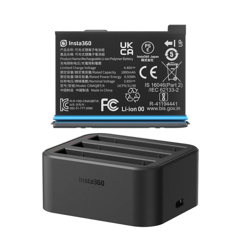 INSTA 360 - Insta360 X3 Accesorios para carga（Batería+Adaptador de Carga Rápida）