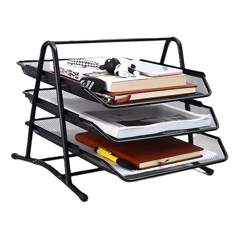 GENERICO - Organizador de Escritorio Multiusos con 3 Bandejas de Metal