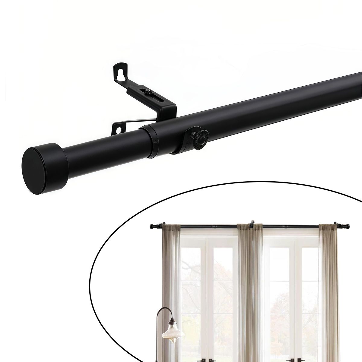 GENERICO - Barras De Cortina Metálicas Con Aberturas Roscadas 80-120 Cm