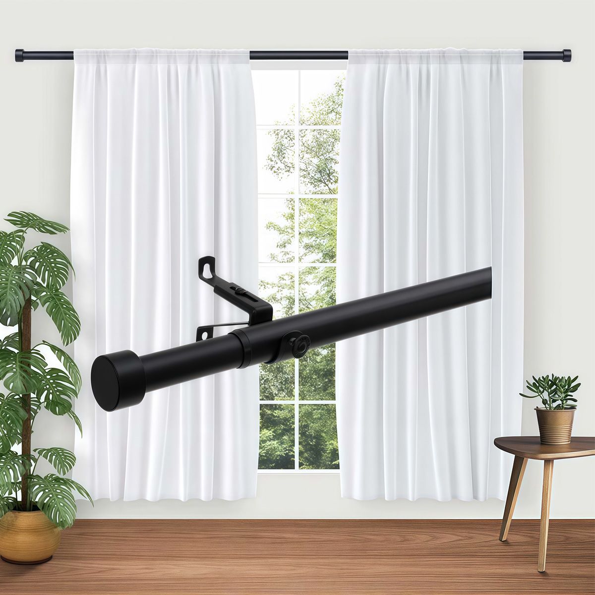 GENERICO - Barras De Cortina Metálicas Con Aberturas Roscadas 80-120 Cm