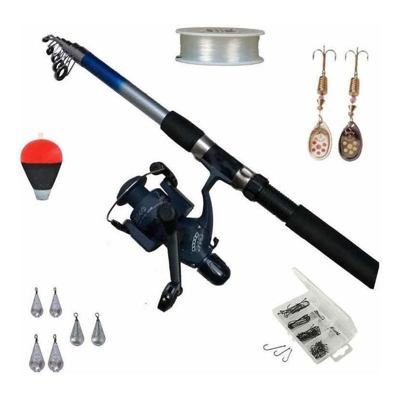 GENERICO - Juego Completo de Pesca 210mts con Carrete y Accesorios