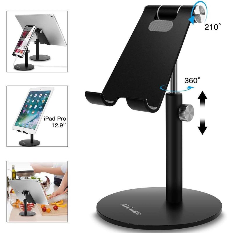 GENERICO - Soporte Telescópico Ajustable para Tablets y Móviles Negro