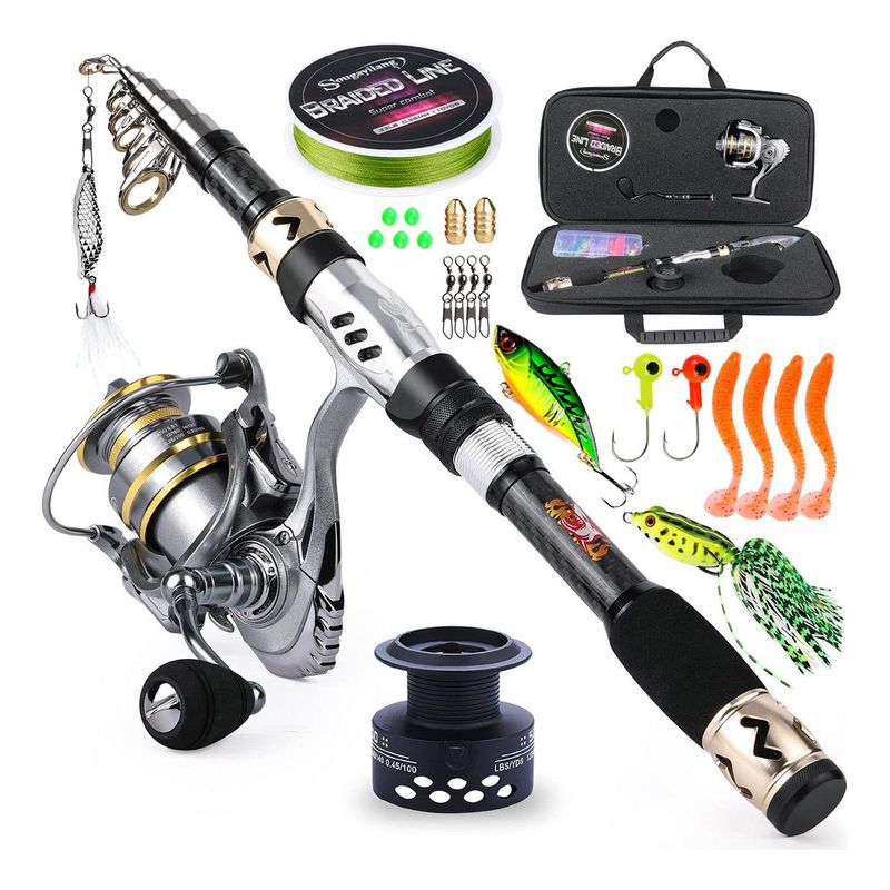 GENERICO - Combo de pesca telescópica portátil con carrete y accesorios
