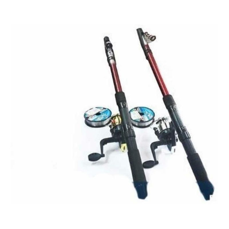 GENERICO - Caña de Pesca 210m con Carrete y Hilo de Nylon 034mm 100m