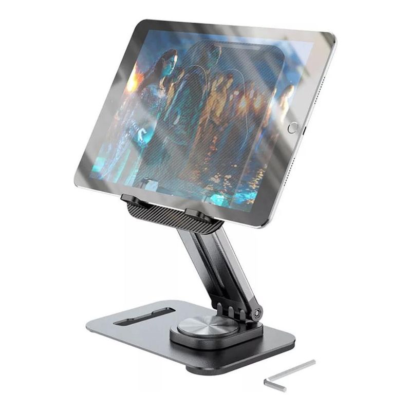 GENERICO - Soporte Aluminio Giratorio 360 para Tablet y Móviles