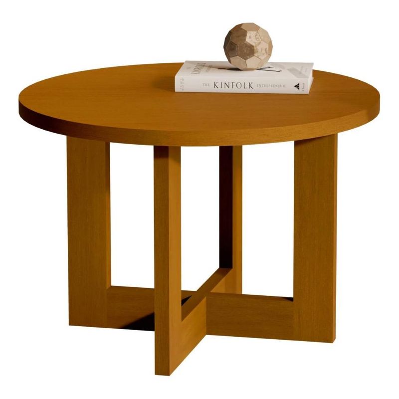 GENERICO - Mesa de Centro Redonda Caramelo con Diseño Contemporáneo