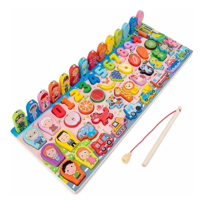 GENERICO - Puzzle Magnético de Madera con Actividad de Pesca Divertida